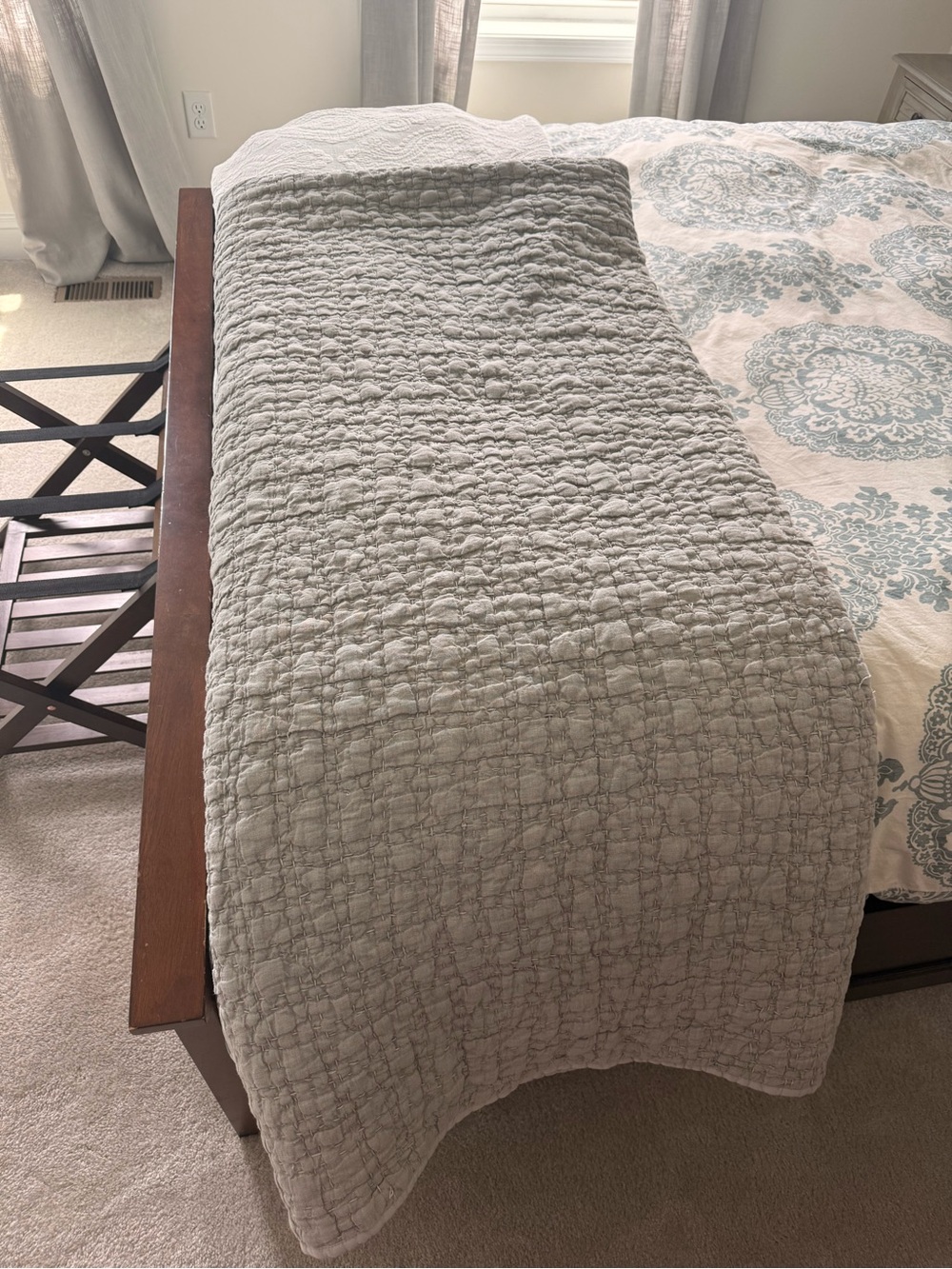 Pottery Barn Belgian Flax Linen Handcrafted Quilt King/Cal King